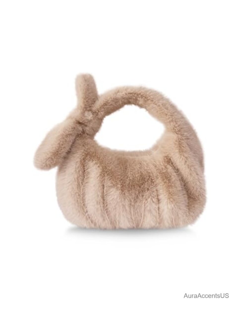 Faux Fur Mini Tote Bag Cute Plush Small Purse Zip Handbag